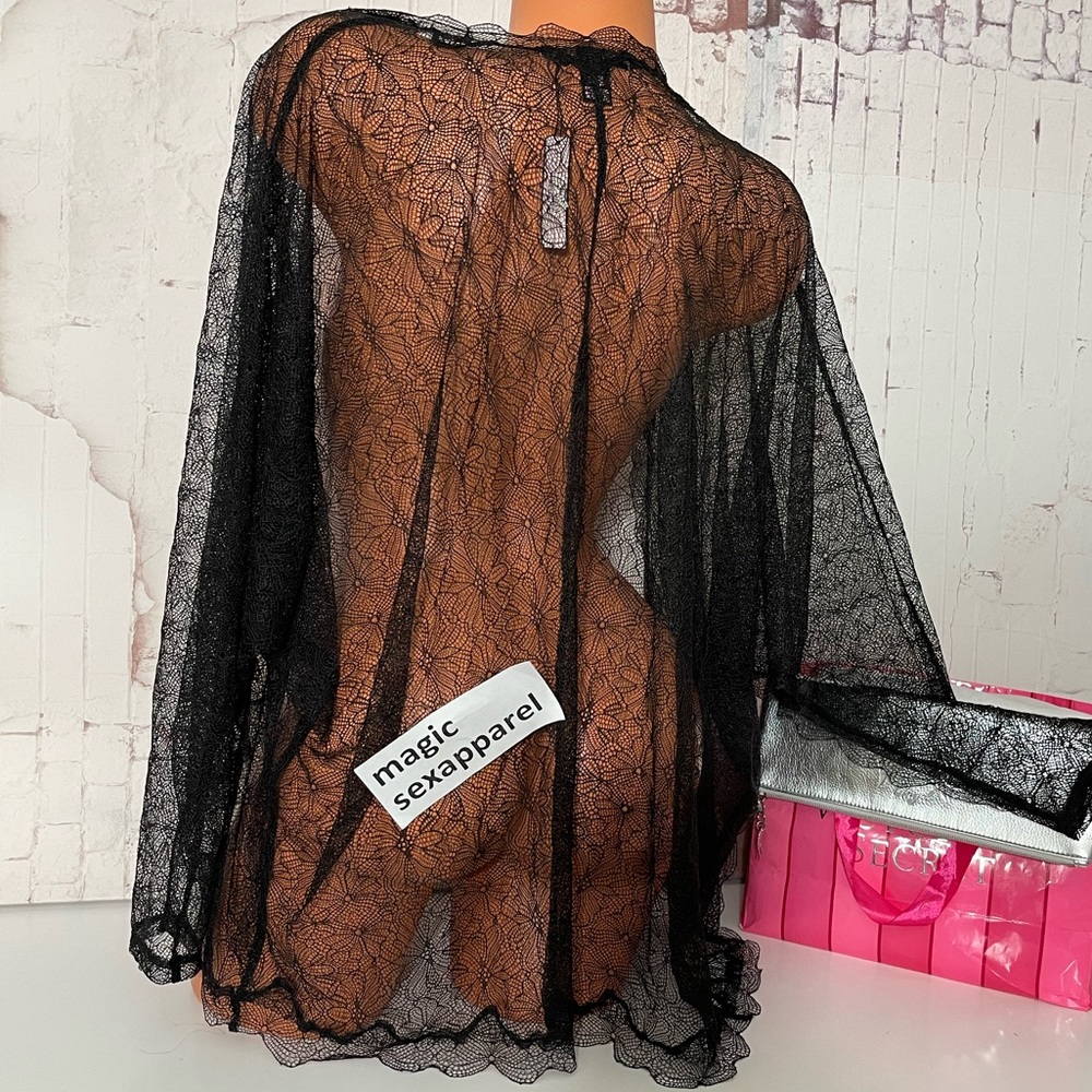 VS M/L VERY SEXY FLORAL LACE ROBE KIMONO LINGERIE - Picture 2 of 2